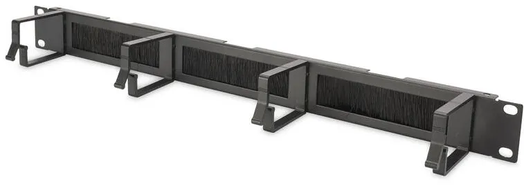 Accesoriu Retea Assmann 1U cable management panel with brush entries 4x aluminum cable rings 44x60mm color black RAL 9005