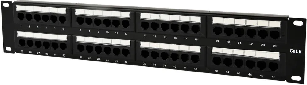 Accesoriu Retea Gembird 19 patch panel 48 port 2U cat.6 with rear cable management black