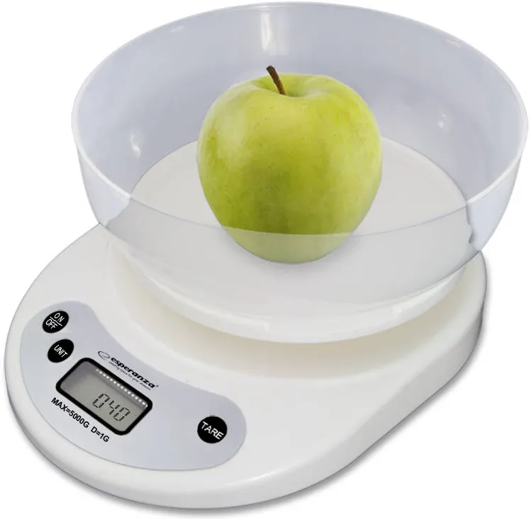 Cantar de bucatarie electronic cu bol Esperanza EKS007 5 kg alb