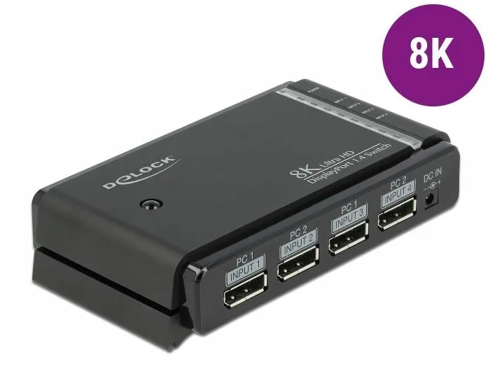 Adaptor DELOCK 87750, Comutator DisplayPort 1.4 2 x 2 DisplayPort in 1 x 2 DisplayPort iesiri 8K
