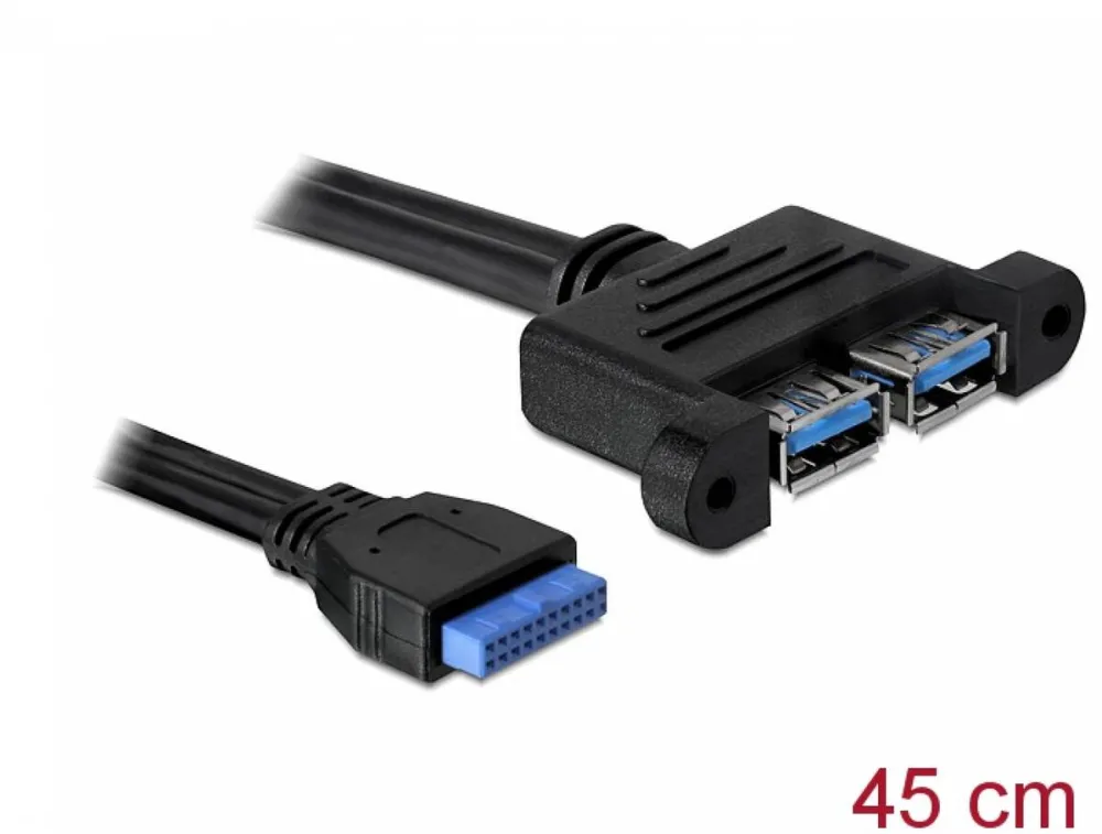 DELOCK 82941, USB 3.0 Pin Header - USB internal to external cable - 19 pin USB 3.0 header to USB Type A - 45 cm