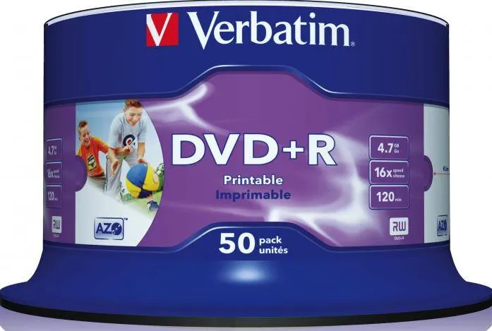 VERBATIM 4.7GB, 120min, viteza 16x, 50 buc, Single Layer, spindle, printabil, "Wide Inkjet Printable" "43512"
