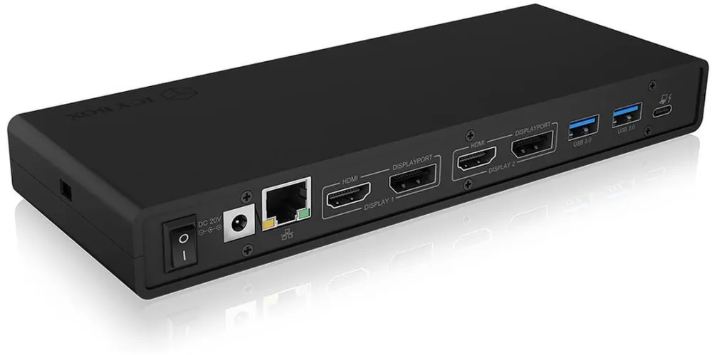 Docking Station Icy Box 13-in-1 USB 3.0 Type-A + Type-C Dock with PD 65 W