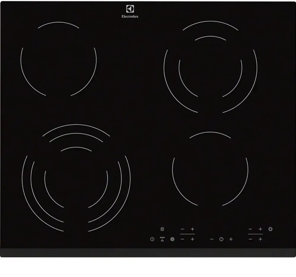 Plita ELECTROLUX incorporabila EHF6343FOK, Vitroceramica, 4 zone gatit, Control touch, 59 cm, Sticla neagra