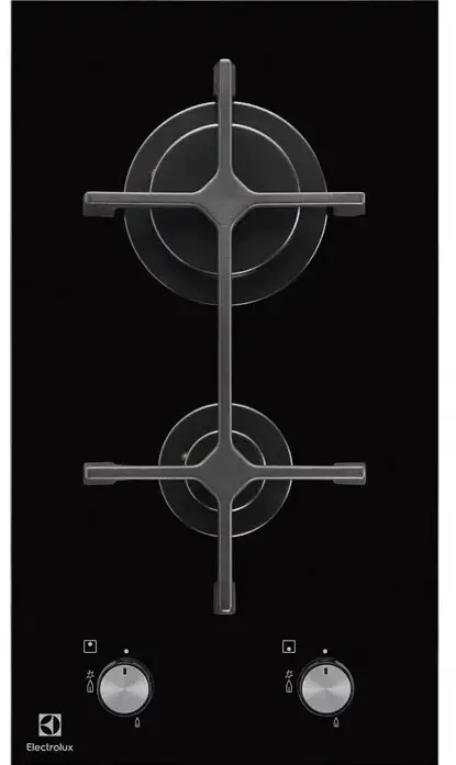 Plita ELECTROLUX incorporabila Domino EGC3322NVK, Gaz, 2 arzatoare, 30 cm, Aprindere electrica integrata, Negru
