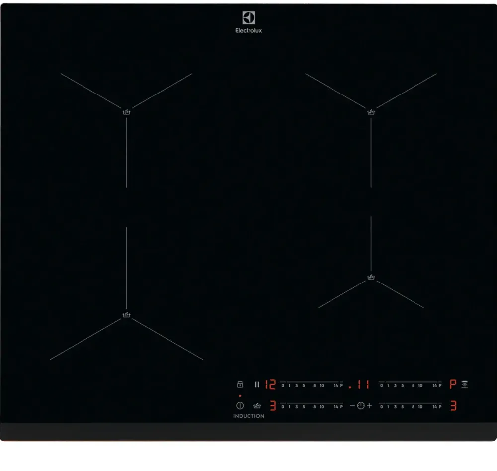 Plita ELECTROLUX incorporabila EIS62443, Inductie, 4 zone gatit, Touch control, Conectivitate hota, 60 cm, Negru