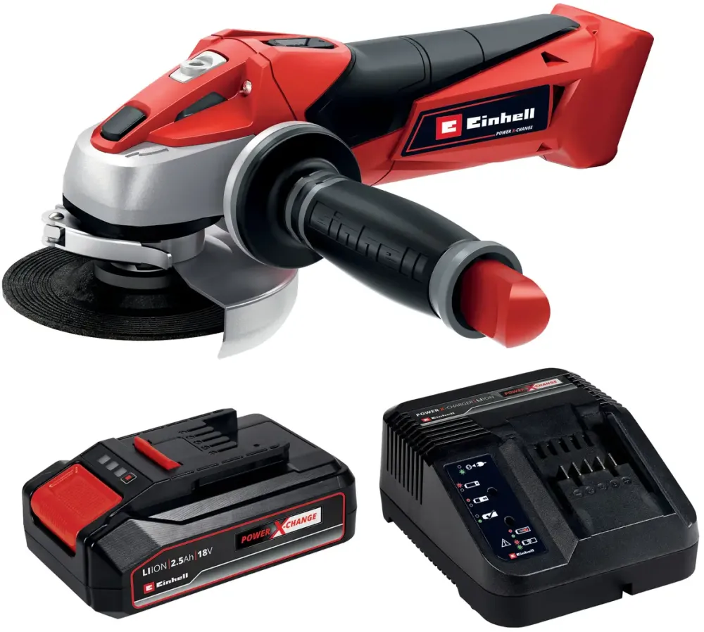Einhell Pachet Polizor unghiular PXC TE-AG 18 Li - Solo, disc 115 mm, 8500 RPM, 28 mm adancime taiere + Starter Kit PXC acumulator 18 V, 2.5 A, incarcator