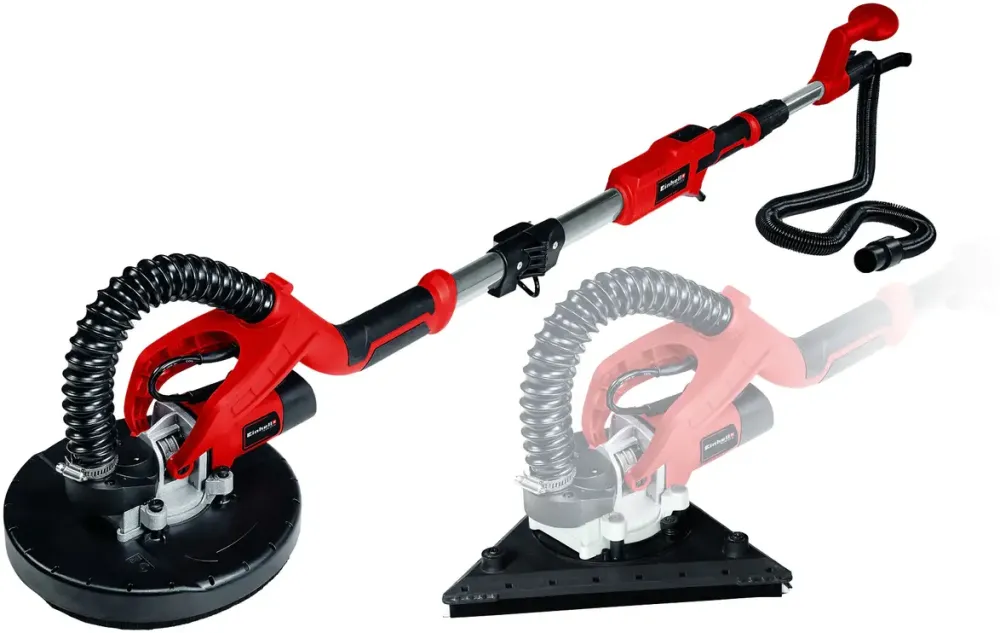 Einhell Slefuitor pentru pereti, tavane, plafoane si rigips (polizor pereti) cu brat telescopicTE-DW 225 X, 750 W, 1800 RPM, 225 mm diametru disc + 6 discuri de slefuire + cutie transport