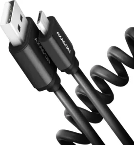 AXAGON Cablu Twister Micro USB  la USB-A, 0.6m, USB 2.0, 2.4A, Aluminiu, Negru