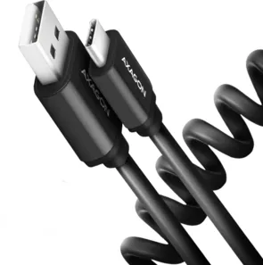 AXAGON Cablu Twister USB-C la USB-A, 0.6m, USB 2.0, 3A, 0.6m, Aluminiu, Negru