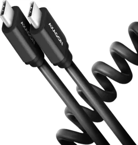AXAGON Cablu Twister USB-C la USB-C, 0.6m, USB 2.0, 3A, 0.6m, Aluminiu, Negru