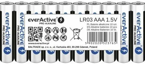 everActive Baterie Alkaline batteries Pro Alkaline LR03 AAA - shrink pack - 10 pieces