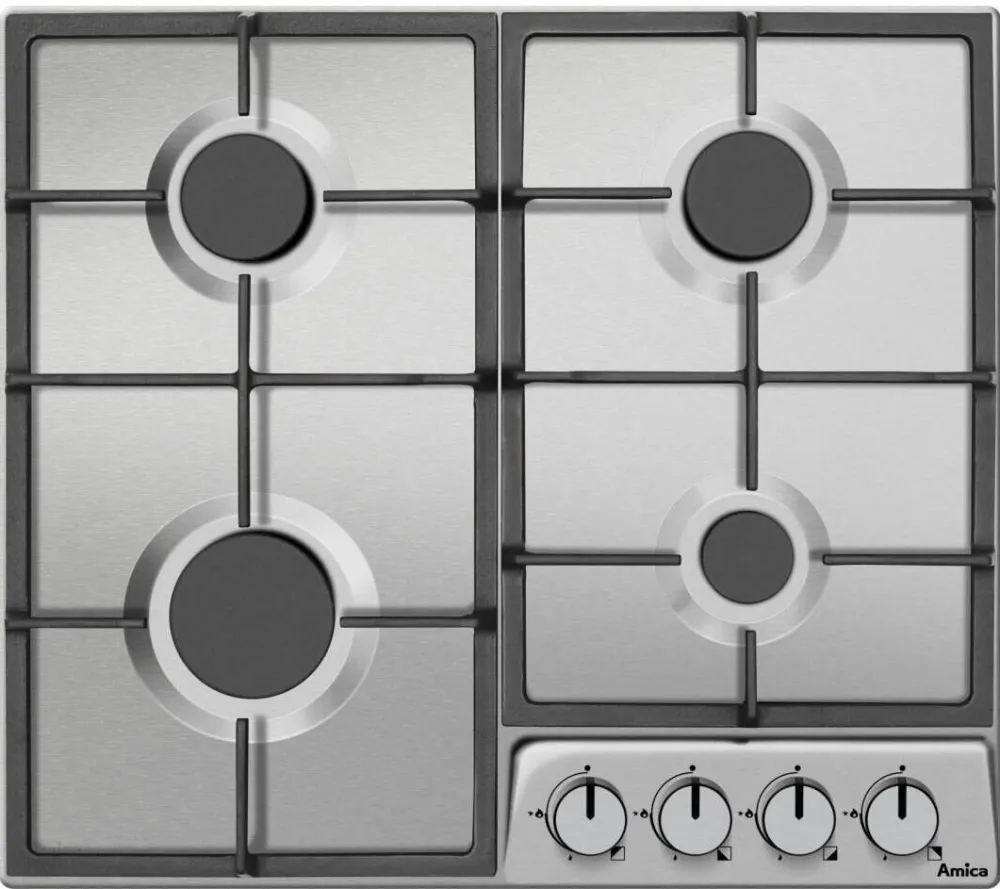 Plita Amica incorporabila PGD6100APR, Gaz, 4 zone de gatit, 59 cm, Inox
