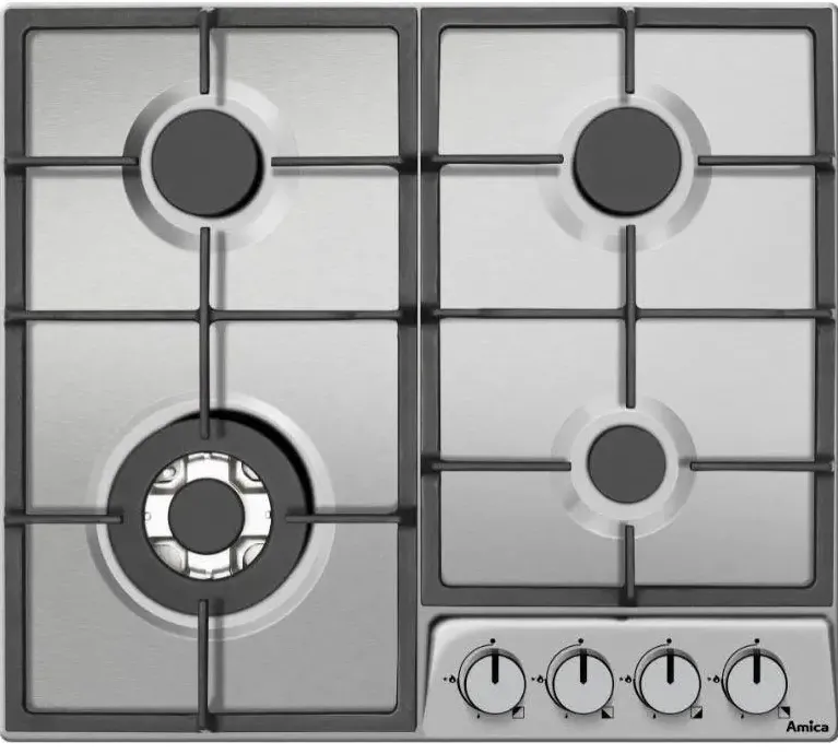Plita Amica incorporabila PGD6101APR, Gaz, 4 zone de gatit, 59 cm, Inox