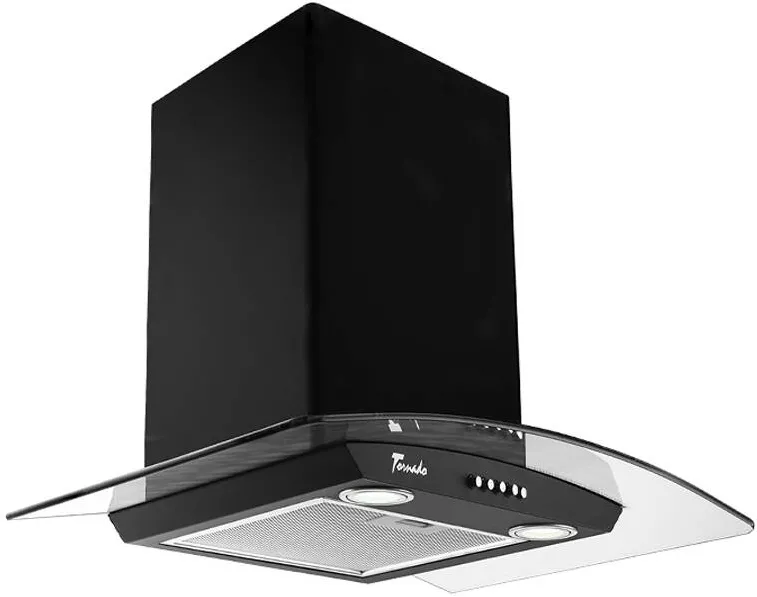 Tornado Hota tip Cupola Eva 1200 (60) LED, 1 motor Turbo, latime 60 cm, 3 viteze, absorbtie 1200 m3/ora, filtru anti-grasimi aluminiu 5 straturi, Negru