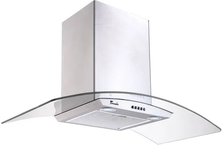 Tornado Hota tip Cupola Eva 1200 (90) LED, 1 motor Turbo, latime 90 cm, 3 viteze, absorbtie 1200 m3/ora, filtru anti-grasimi aluminiu 5 straturi, Inox