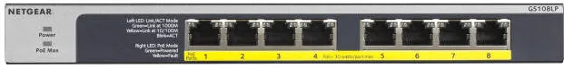 Switch Netgear GS108LP Unmanaged Gigabit Ethernet (10/100/1000) Black, Gray 1U Power over Ethernet (PoE)