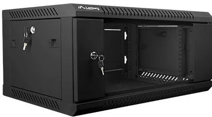 Rack de perete LANBERG WF01-6404-10B 19 inch 4U 600x450 mm negru cu usa de sticla