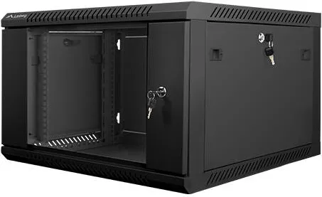 Rack de perete LANBERG WF01-6606-10B 19 inch 6U 600x600 mm negru cu usa de sticla