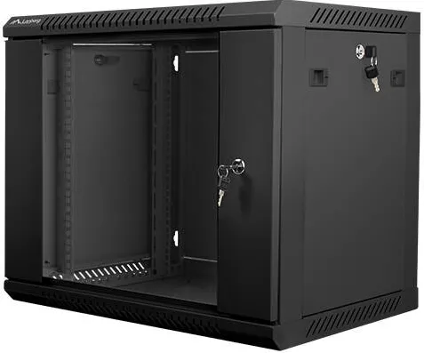 Rack de perete LANBERG WF01-6409-10B 19 inch 9U 600x450 mm negru cu usa de sticla