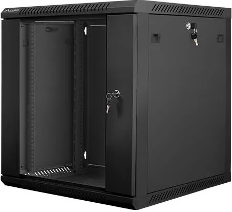 Rack de perete LANBERG WF01-6612-10B 19 inch 12U 600x600 mm negru cu usa de sticla