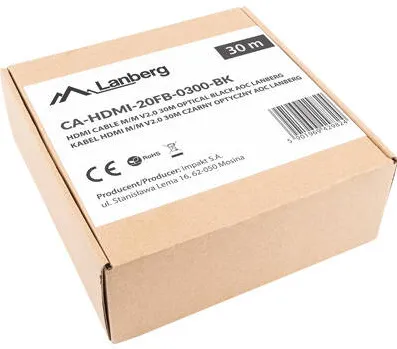 LANBERG Cablu HDMI CA--20FB-0300-BK optical M/M 30m v2.0 4K