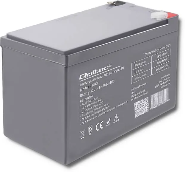 QOLTEC 53049 AGM Baterie | 12V | 12Ah