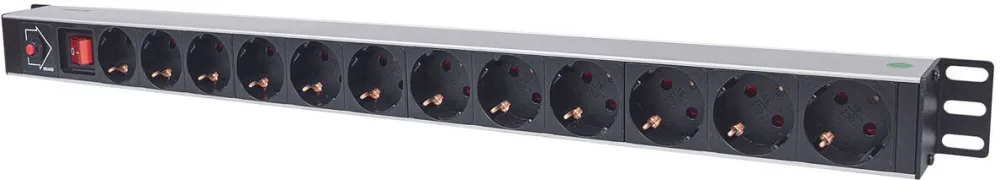 Accesoriu Retea Intellinet Vertical Rackmount 12-Way Power Strip - German Type, With On/Off Switch and Overload Protection, 1.6m Power Cord (Euro 2-pin plug)