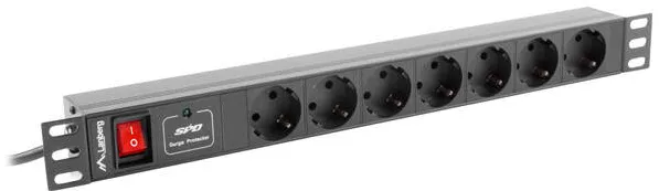LANBERG Pdu rack power strip (1U,10A,7X SHUKO,2M)
