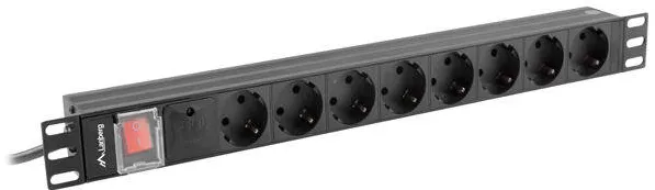 LANBERG POWER STRIP PDU RACK 19" (1U, 16A, 8X Shuko, 2m)