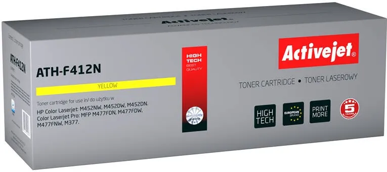 Toner imprimanta ACTIVEJET COMPATIBIL ATH-F412N for HP printer; HP 410A CF412A replacement; Supreme; 2300 pages; yellow