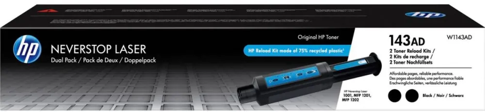 Toner imprimanta HP 143AD Dual Pack Black Original Neverstop Toner Reload Kit
