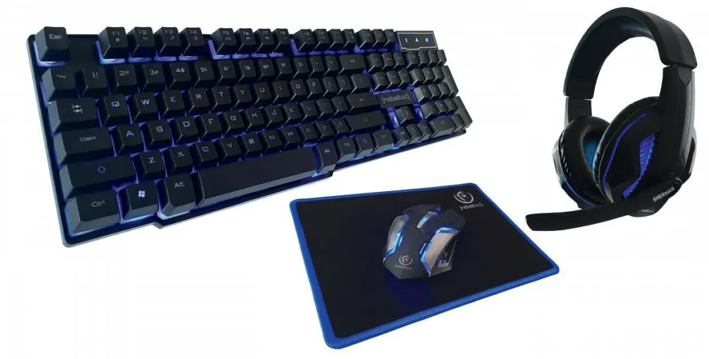 Kit Periferice Rebeltec SHERMAN keyboard, mouse, pad, headphones for gamers combo