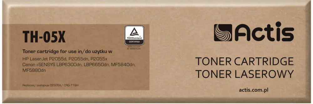 Toner imprimanta ACTIS Compatibil TH-05X for HP, Canon printers, Replacement HP 05X CE505X, Canon CRG-719H; Standard; 6500 pages; black