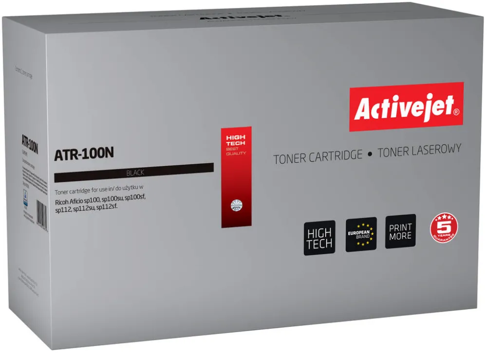 Toner imprimanta ACTIVEJET Compatibil ATR-100N for Ricoh printer; Ricoh SP100 / SP112 / 407166 replacement; Supreme; 1200 pages; black