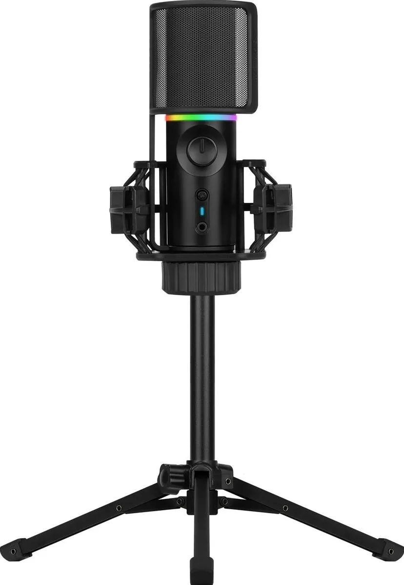 Microfon streamplify RGB USB-A, Negru + Brat