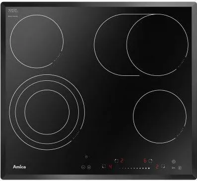 Plita Amica incorporabila din cerPC6411FTS,  6.9 kW, 4 zone de gatit, touch control, negru