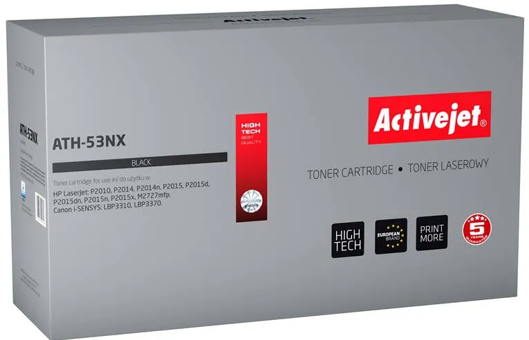 Toner imprimanta ACTIVEJET ATH-53NX pentru imprimanta HP; HP 53X Q7553X, Compatibil Canon CRG-715H, Supreme; 7900 pagini; negru