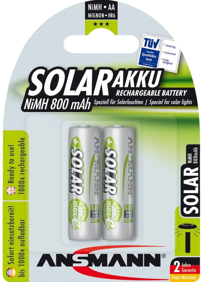 Ansmann Acumulator/Incarcator 1x2 maxE NiMH rech.bat. Mignon AA 800 mAh SOLAR 5035513