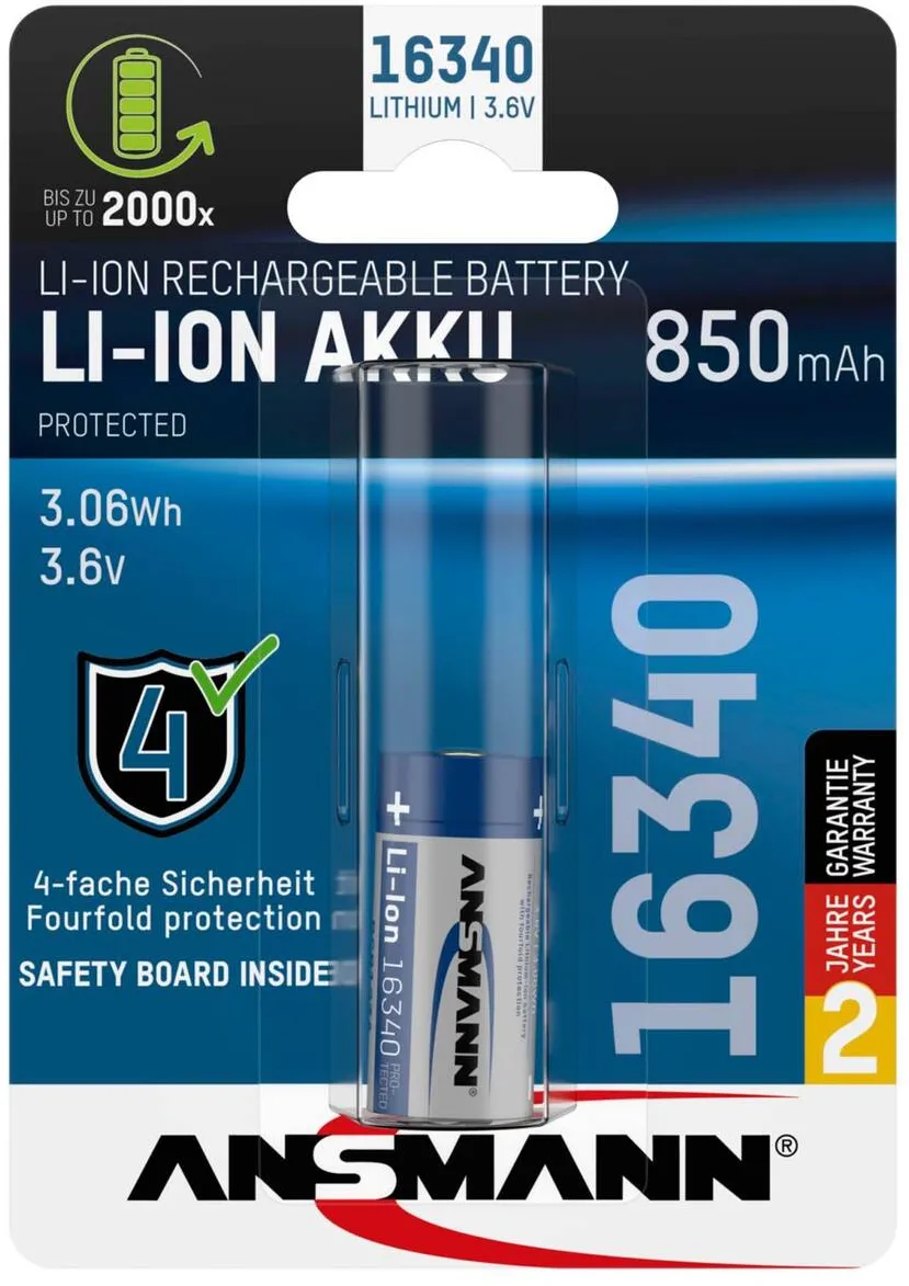Ansmann Acumulator/Incarcator 16340 Li-Ion Akku 850mAh 3,6V Standard Version 1300-0017