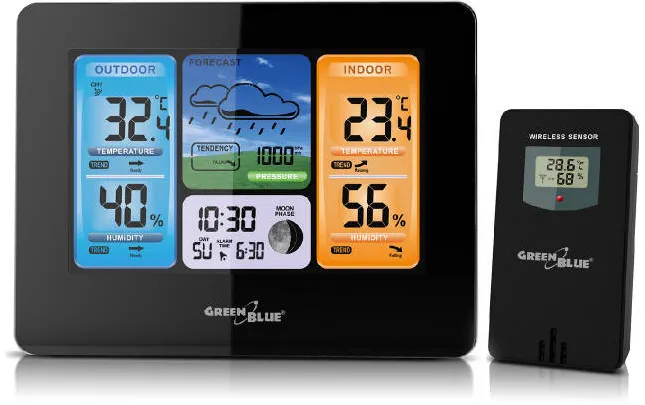 GREENBLUE Statie meteo digitala Greenblue GB526 Baterie neagra