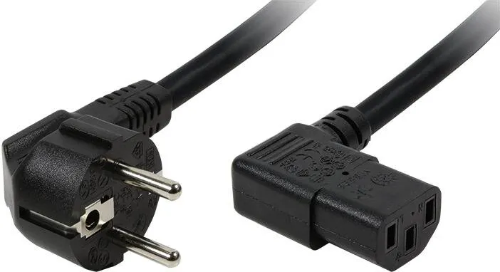 Logilink Accesoriu UPS Cablu alimentare, Schuko-C13, 2 m, conector 90 grade, Negru