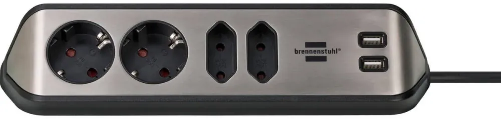 Brennenstuhl Priza / Prelungitor estilo Corner 4-way Extension Lead silver/black