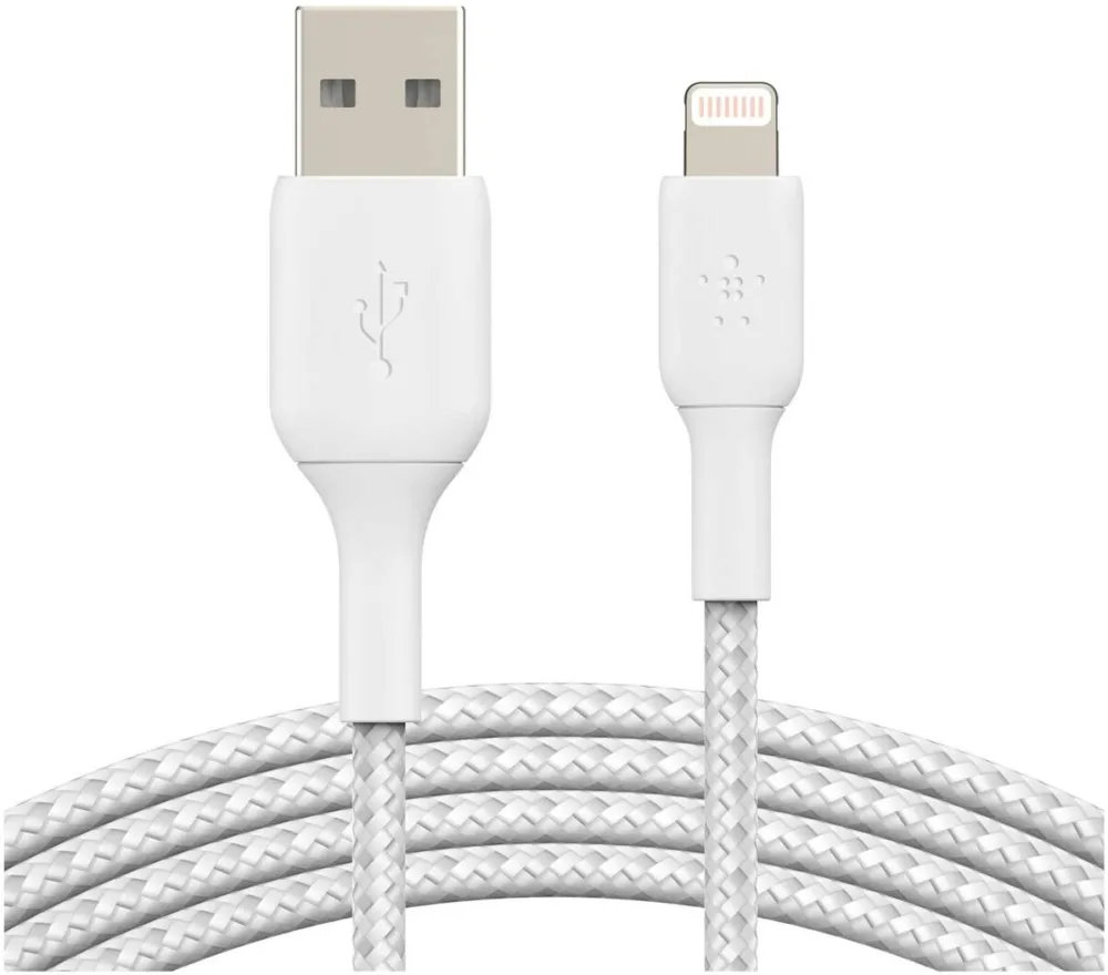 BELKIN Cablu Date Lightning to USB-A Cable 3m, braided, mfi cert, white