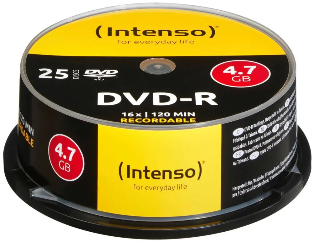 Intenso Mediu de Stocare 1x25 DVD-R 4,7GB 16x Speed, Cakebox