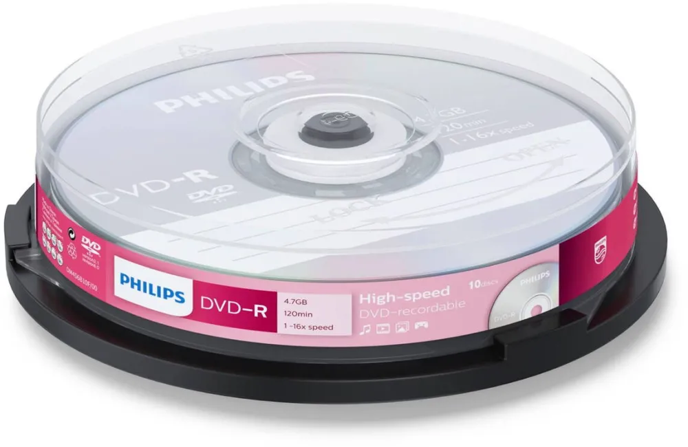 Philips Mediu de Stocare 1x10 DVD-R 4,7GB 16x SP