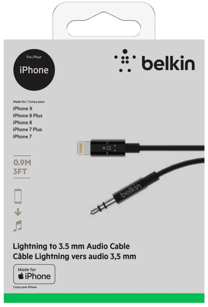 BELKIN Cablu Date MIXIT Lightning to 3,5mm AUX Cable 0,9m AV10172bt03-BLK