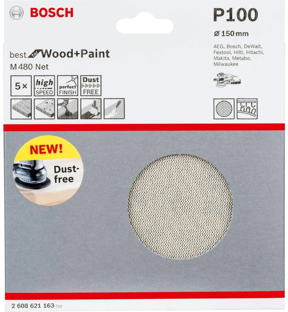 BOSCH Banda Abraziva Abrasive Sanding Sheet 150mm K100 5x M480