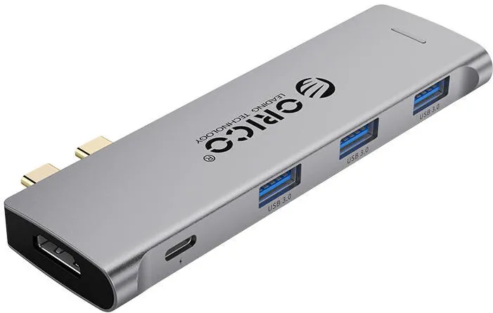 Docking Station Orico 2CT-5H 2x USB-C, 1x HDMI, 3x USB 3.0, 1x USB-C PD 100W Thunderbolt 3, Grey