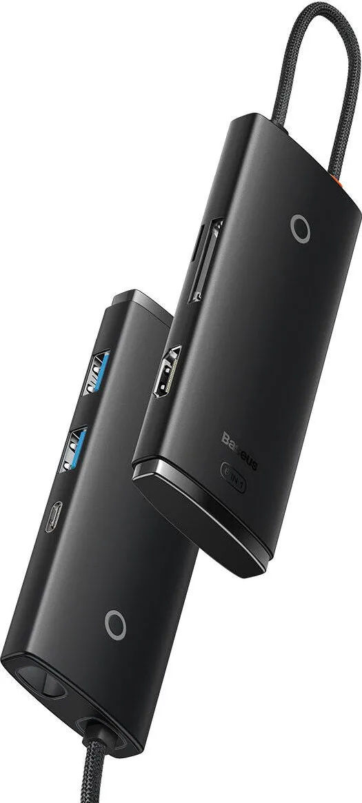Docking Station Baseus Lite, conectare PC USB Type-C, USB 3.0 x 2, USB Type C x 1 PD, HDMI x 1/4K/30Hz, card reader SD/microSD, Negru